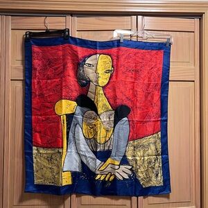 Vintage 1980’s Picasso themed scarf blue border